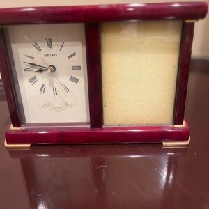 Vintage Seiko Burgundy and Gold Table Clock with Roman Dial
